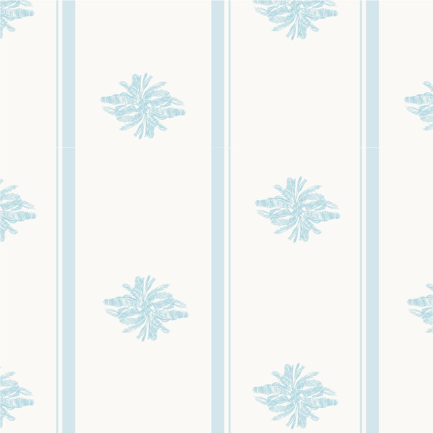 Provence Morning botanical stripe pattern in soft aqua and cream from the La Belle Vie Collection.