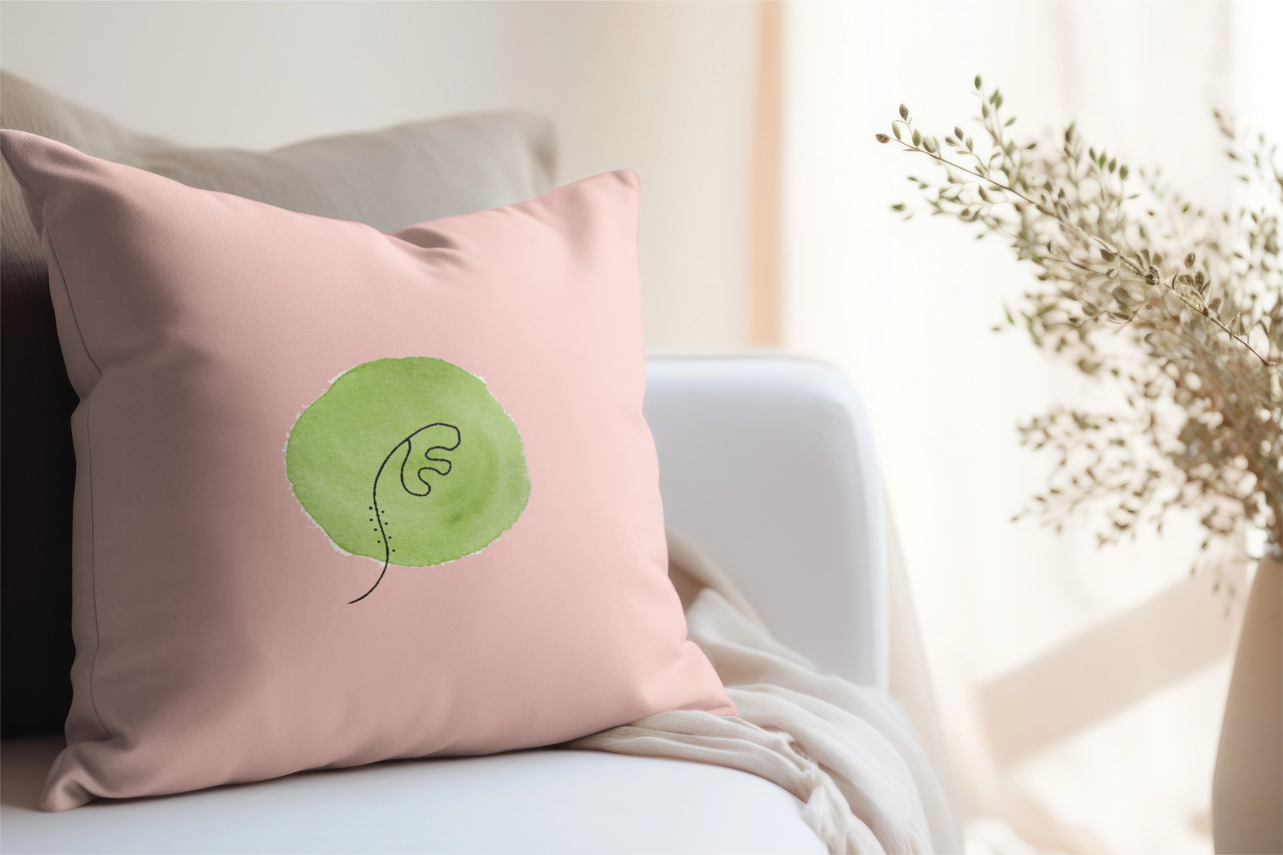 Lime Petal - 
A playful floral sketch on soft pink, adding a little colour, charm and happiness to your favourite corner.