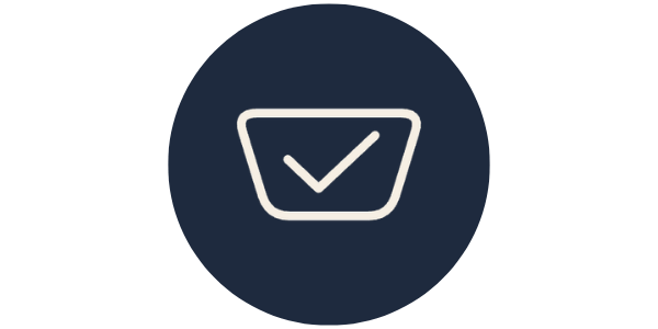 Stone icon with a checkmark, representing confirming insurance coverage