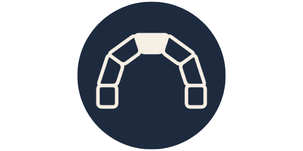 An illustration of dental braces with brackets and wires on a dark blue circular background.