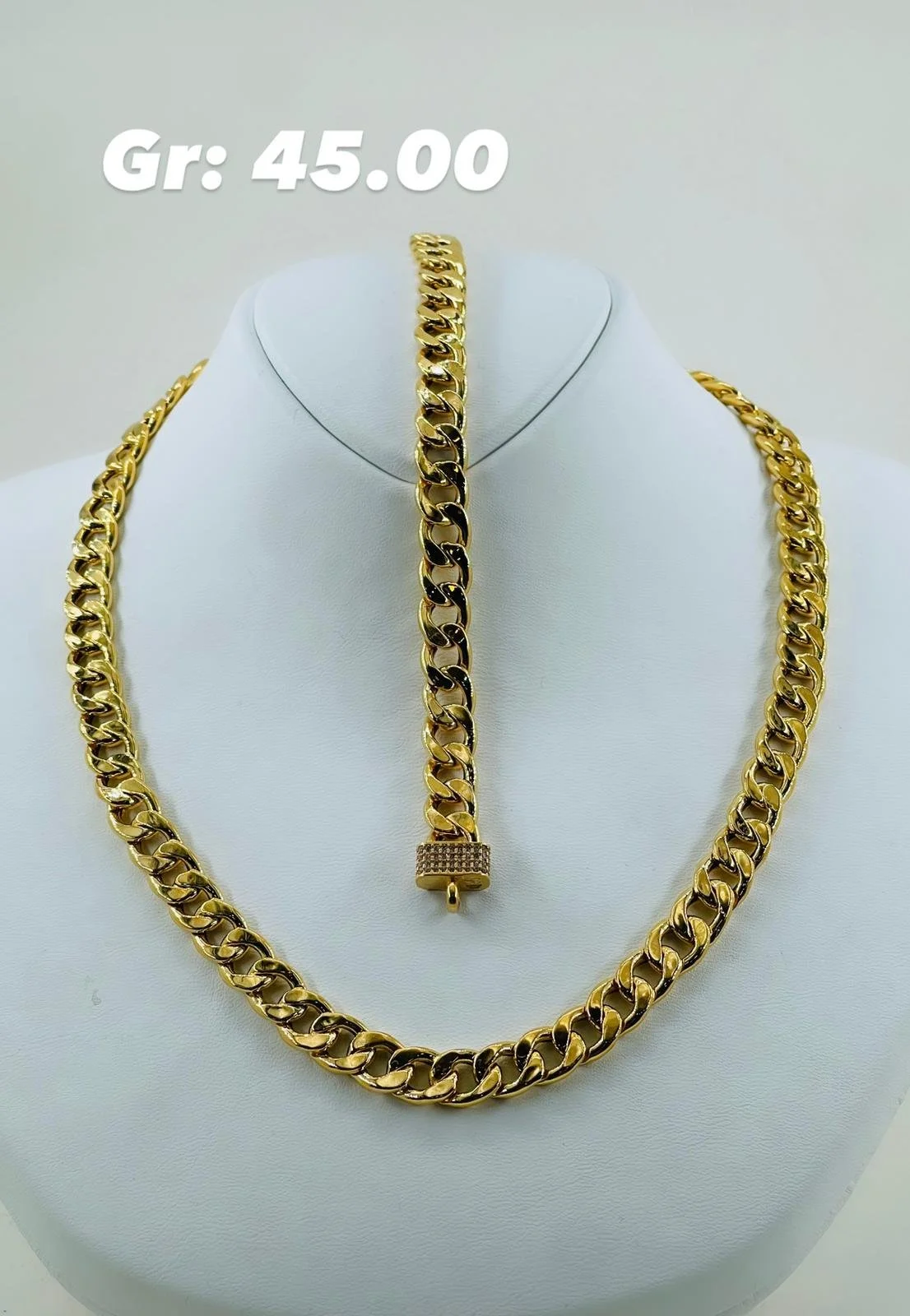 21K Gold Cuban Link Set