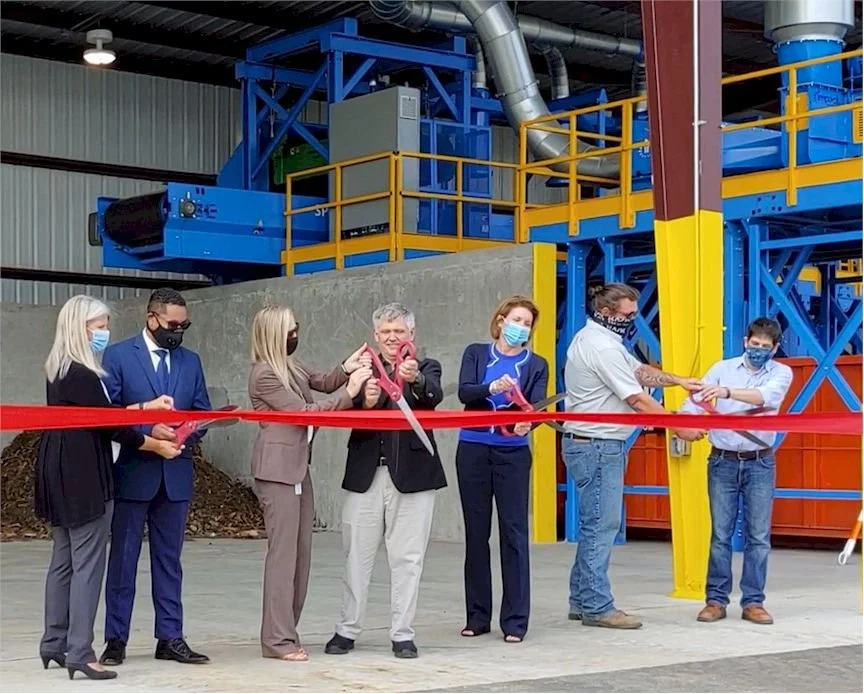 Ribbon cutting ceremony signaling the opening of the organics waste processing facility on September 16, 2020.