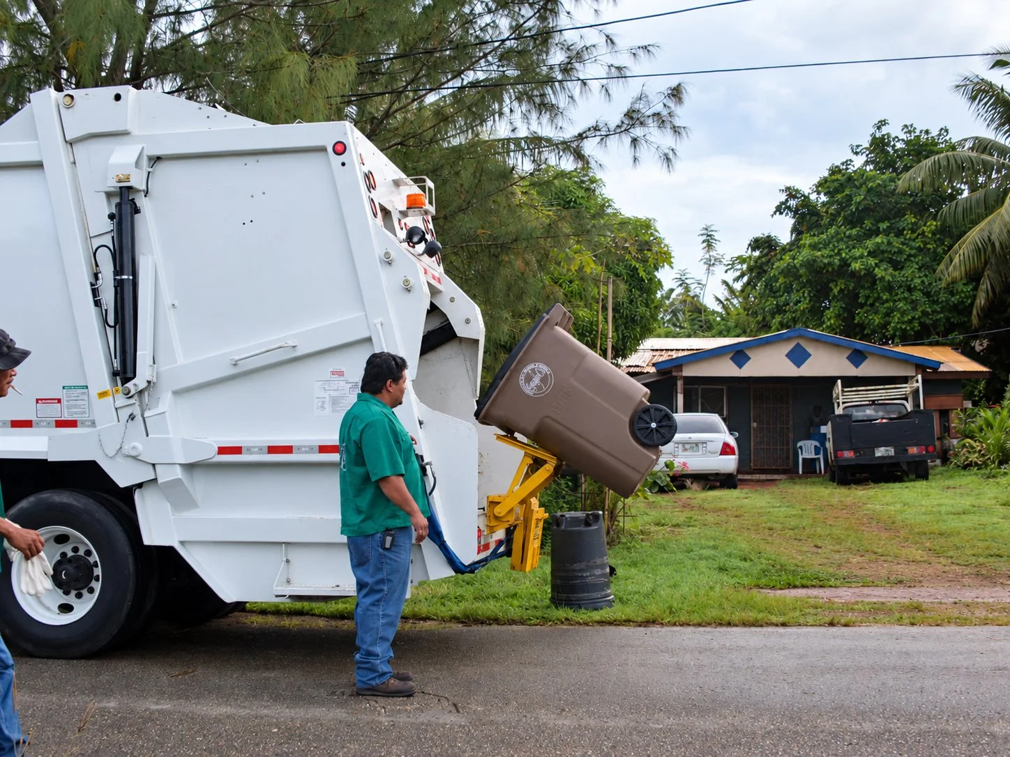 Testing a cart lifter on a Guam collection truck, August 2009