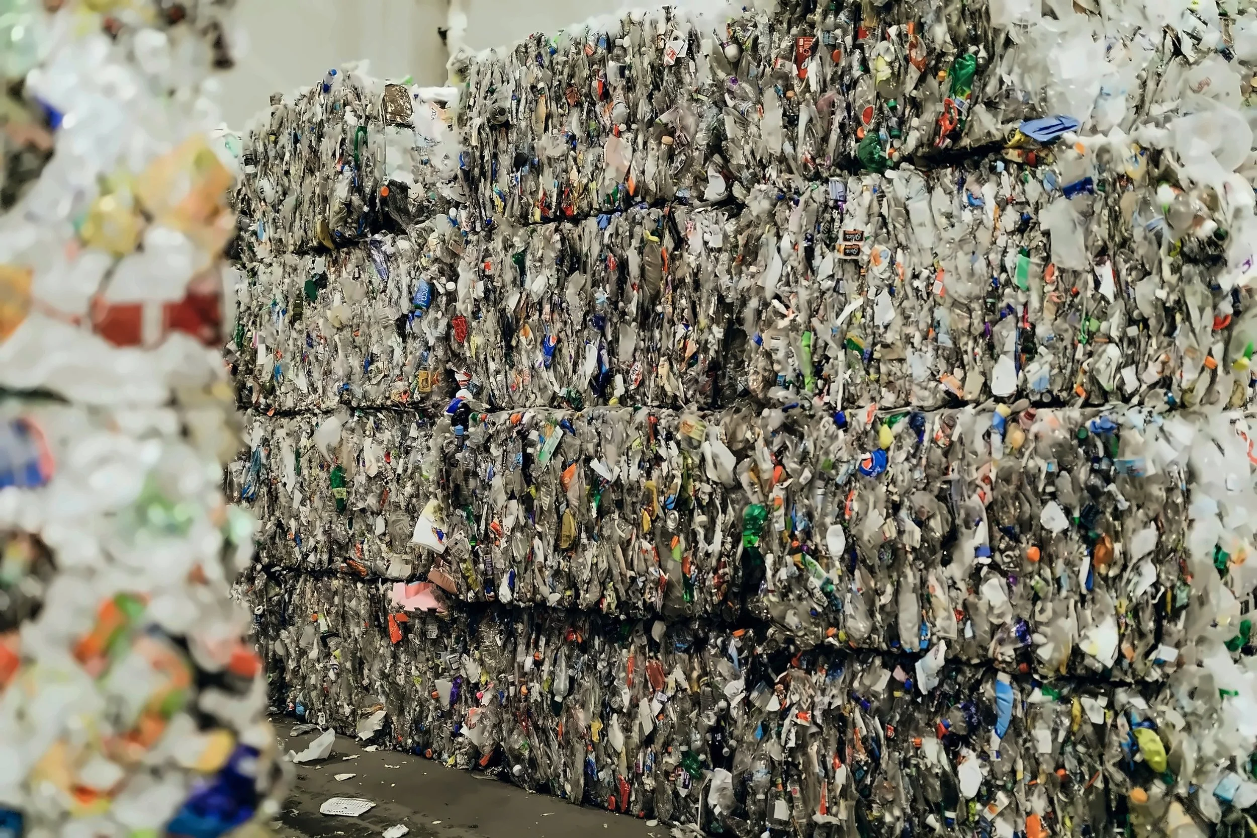 Sorted recyclables at the Kent County recycling facility