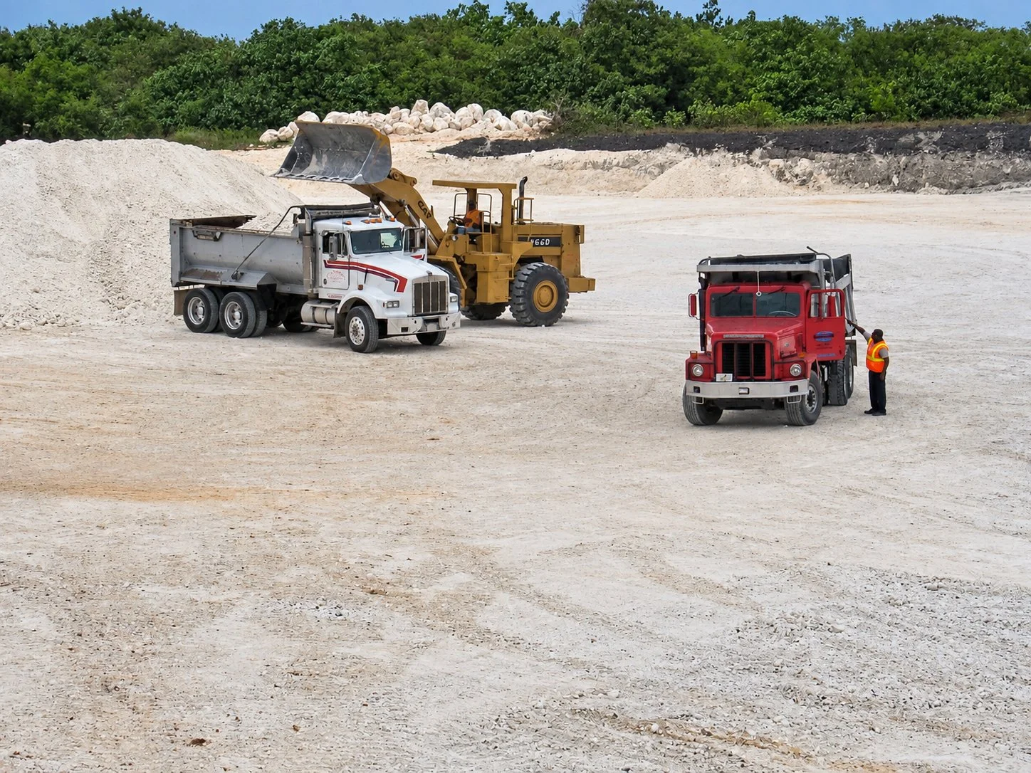 Crushed coral cover material being placed at Ordot Dump