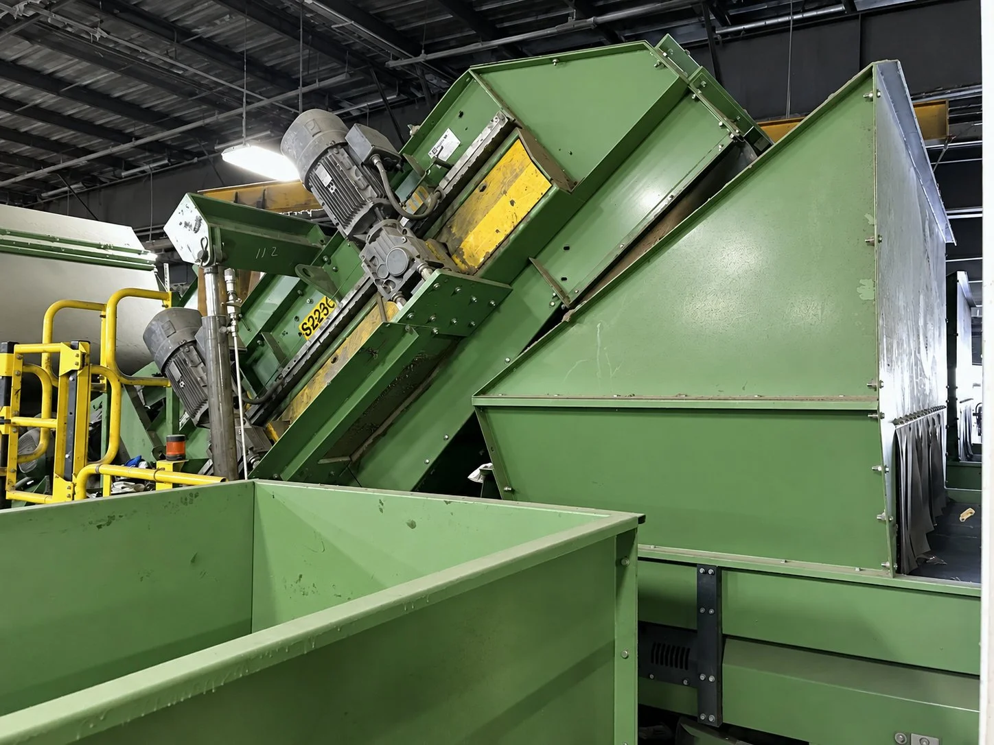 Screening equipment inside a materials recovery facility