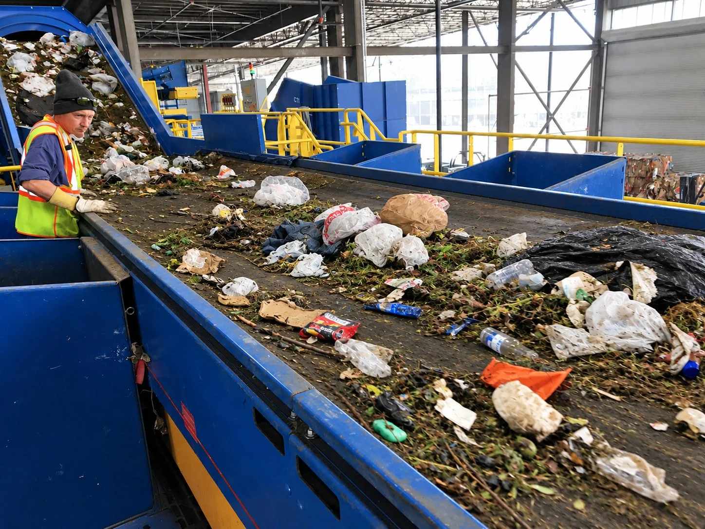 Sorter at the line inside the Wasatch mixed waste processing facility