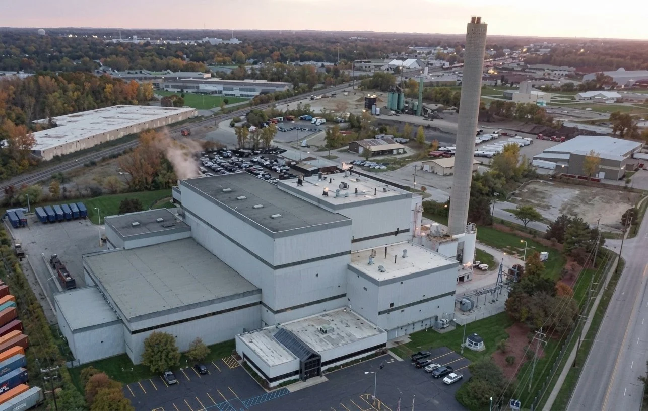 Aerial view of the Kent County Waste-to-Energy Facility in Michigan