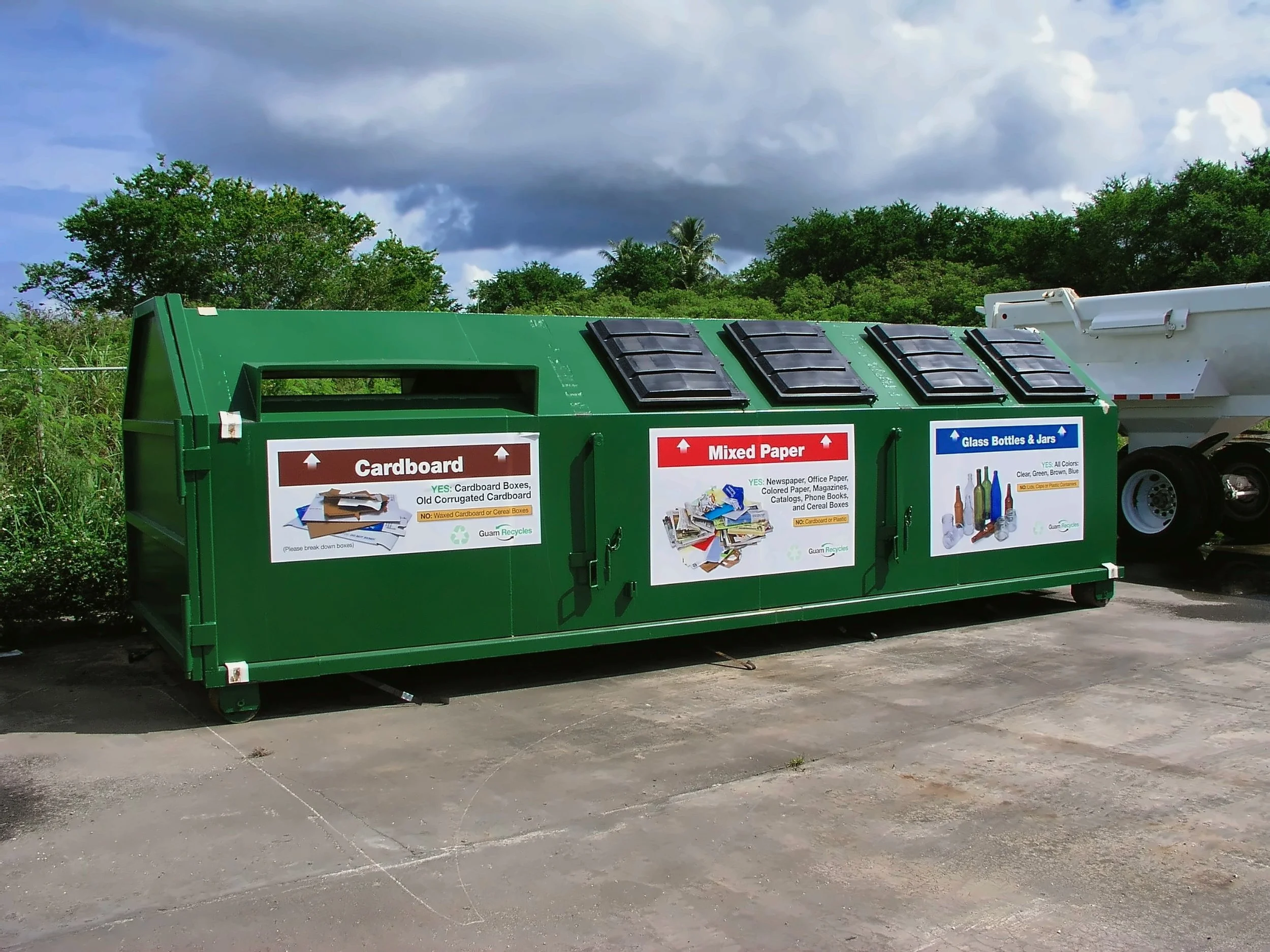 New roll-off container with Guam Solid Waste Authority signage