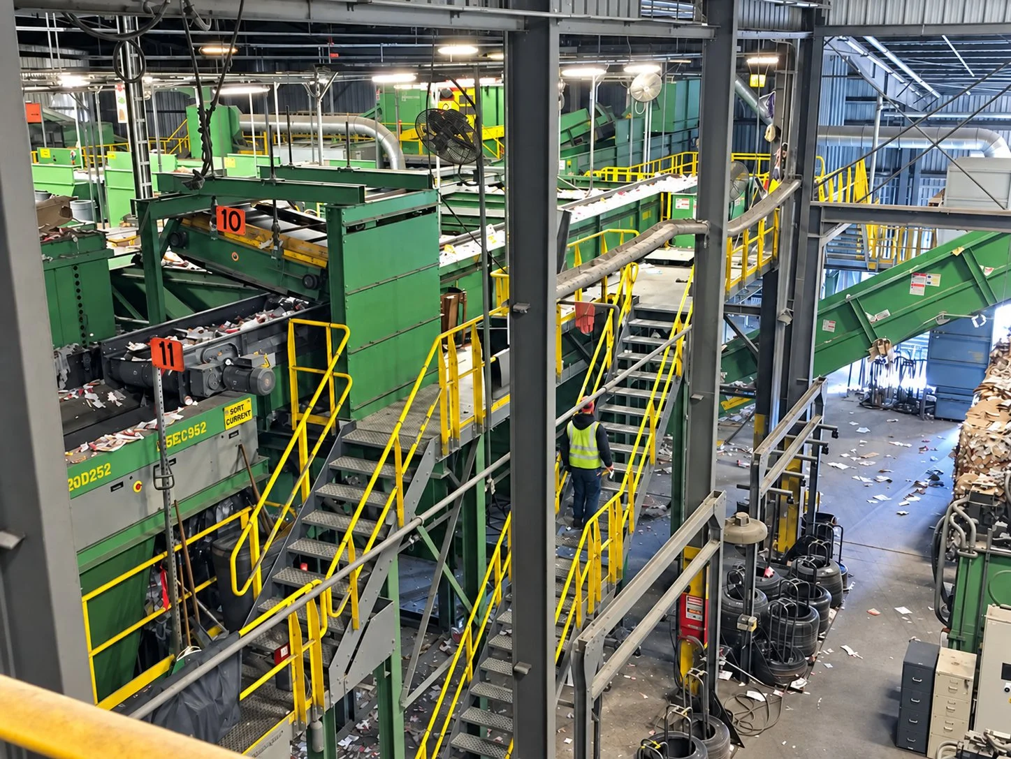 Sorting line and conveyors inside the Baltimore County Materials Recovery Facility, 2017