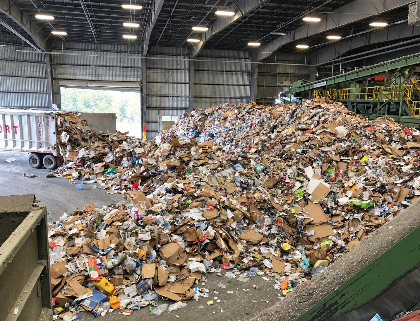 Loader working the tipping floor of a solid waste facility