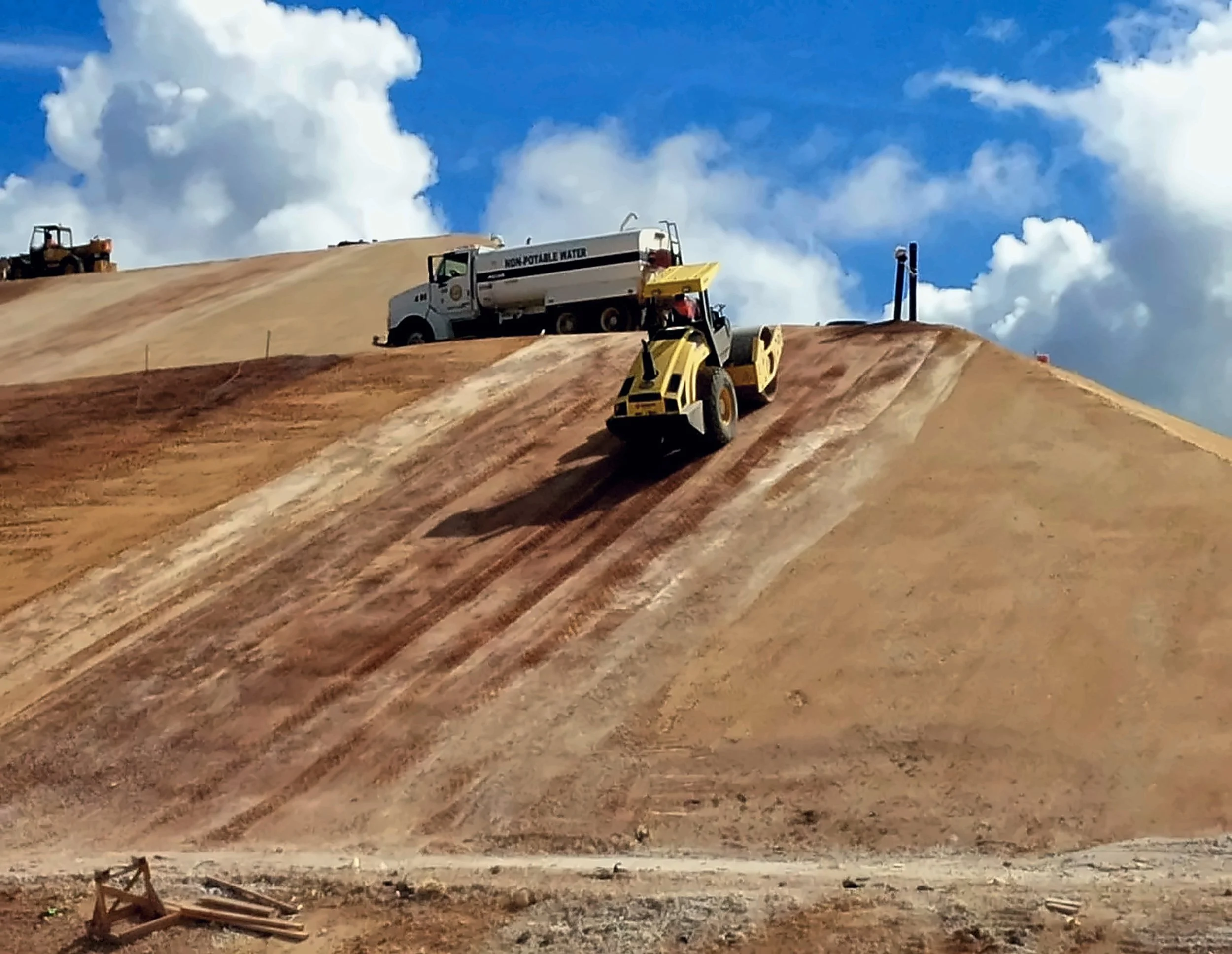 Soil cover being placed at Ordot Dump during closure