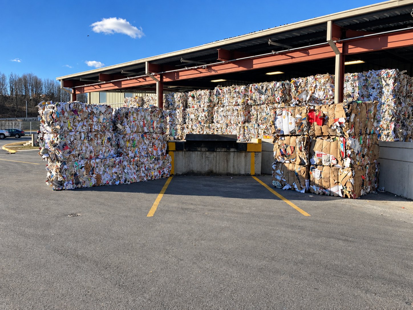 Outdoor bale storage at the Baltimore County Materials Recovery Facility