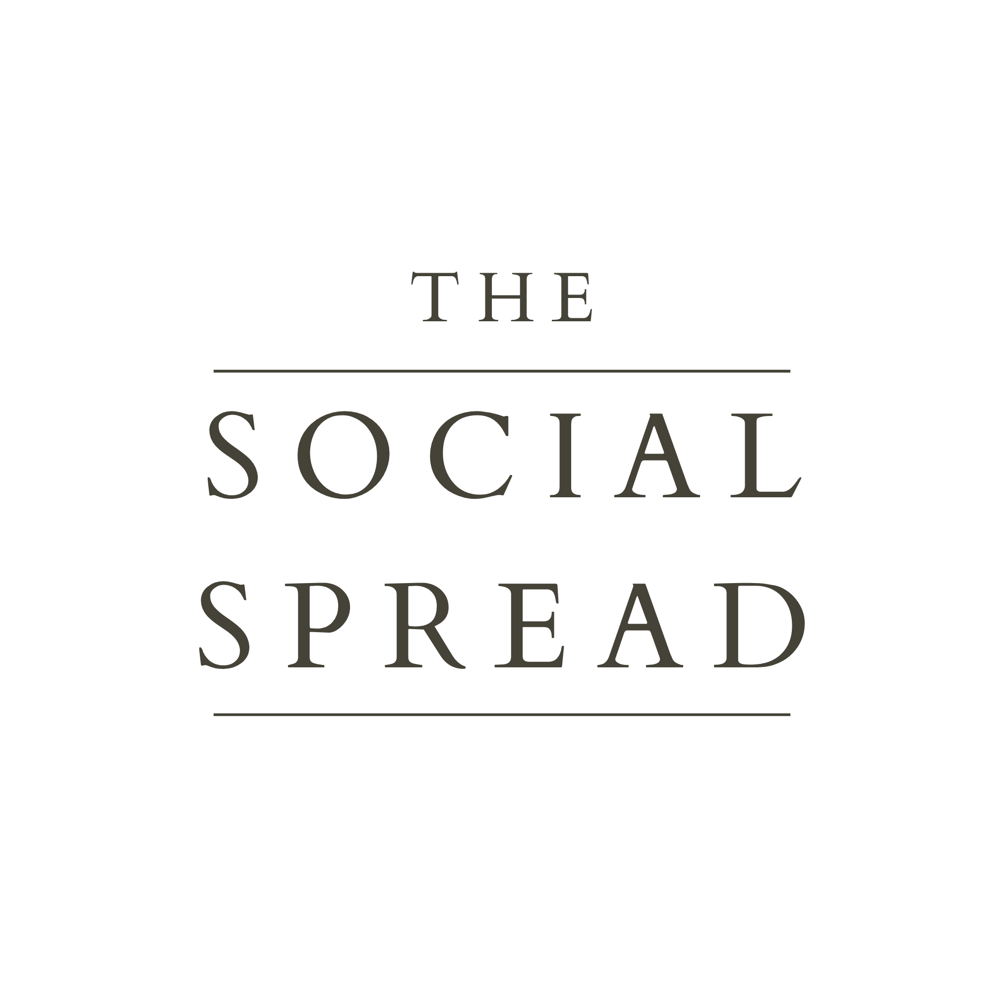Black background with the words "The Social Spread" written in large, gray, serif font in the center.