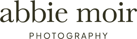 Abbey Moir Photography logo with black text on a transparent background.