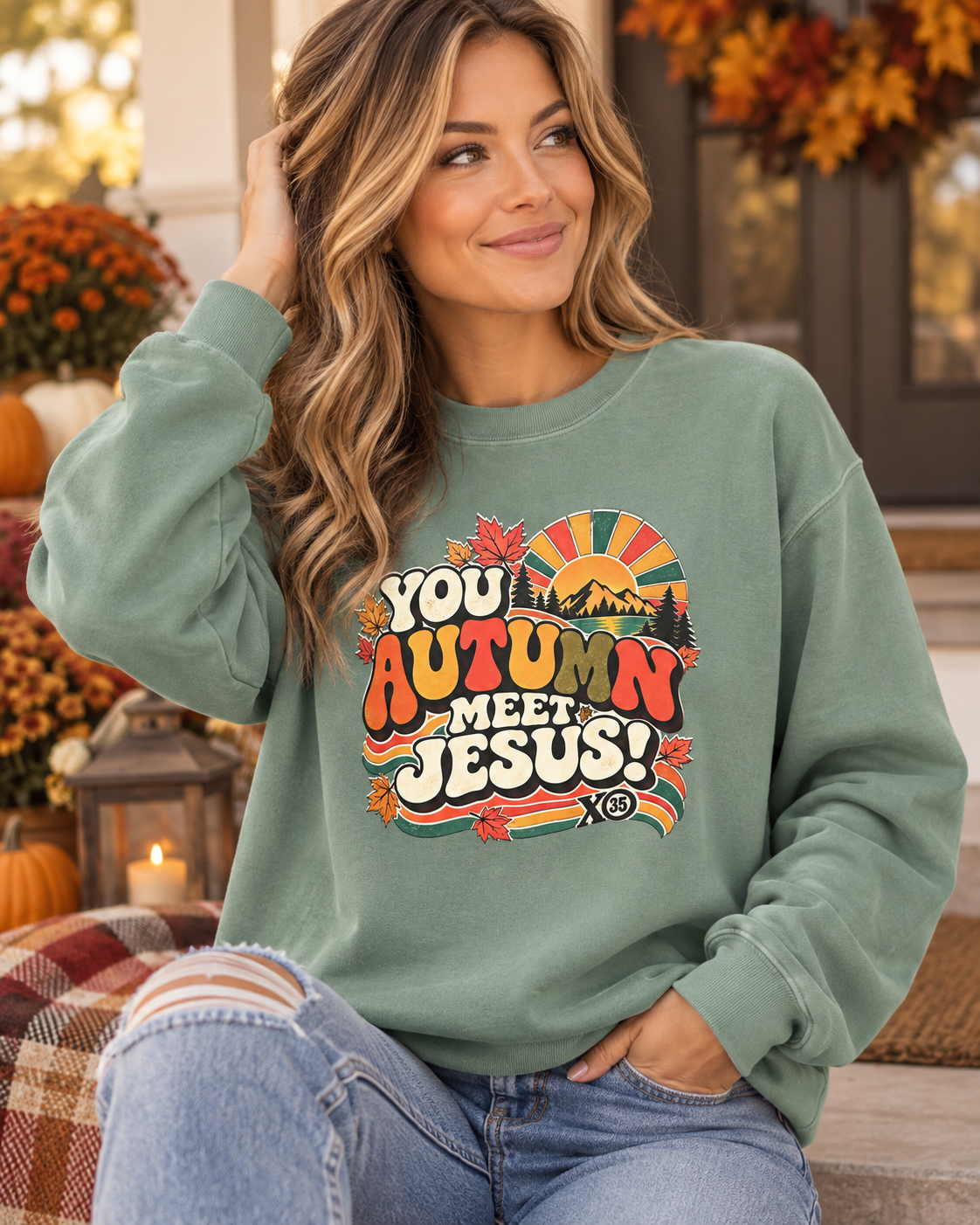You Autumn Meet Jesus! Retro Fall Crewneck