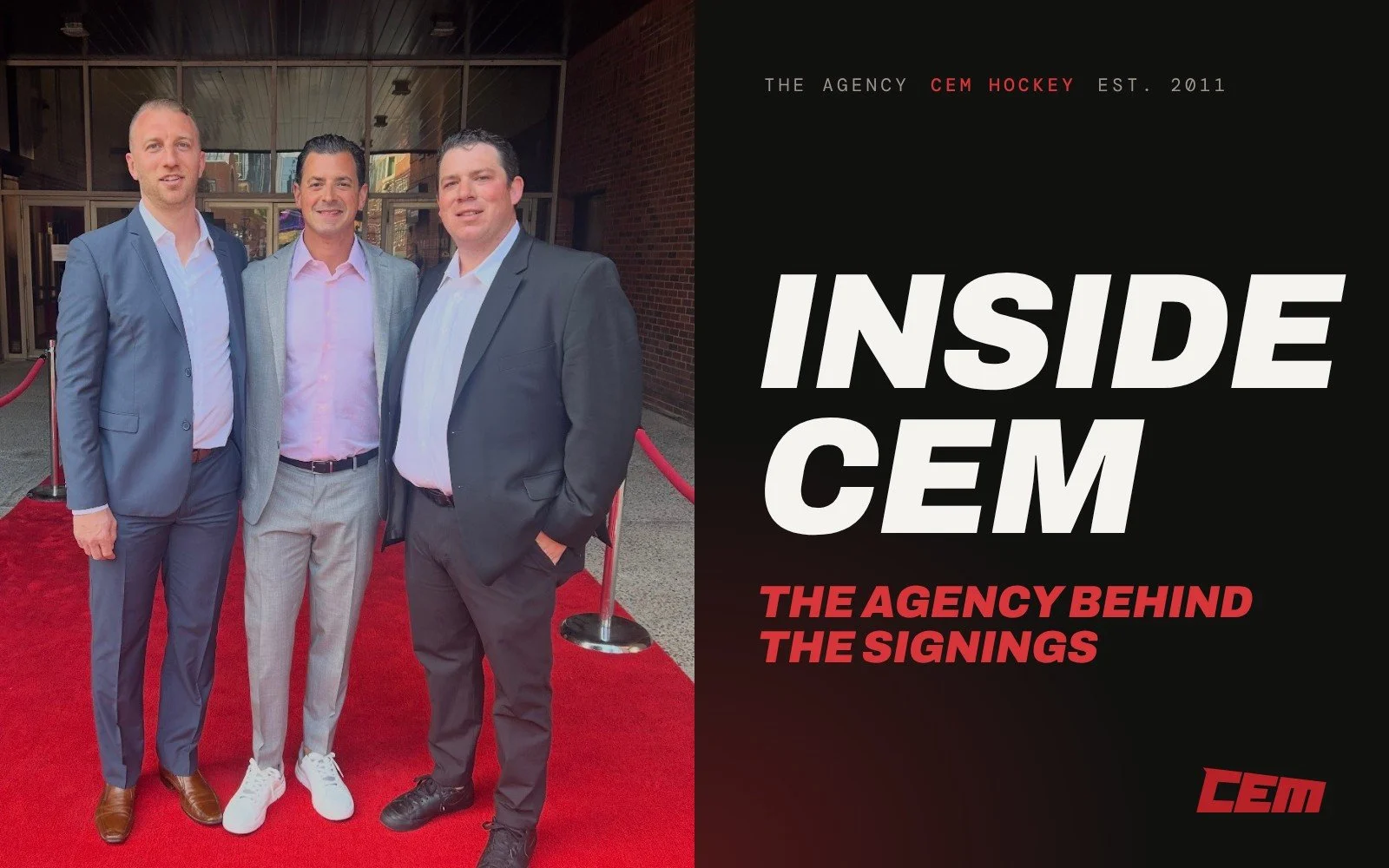 The CEM Hockey team on a red carpet