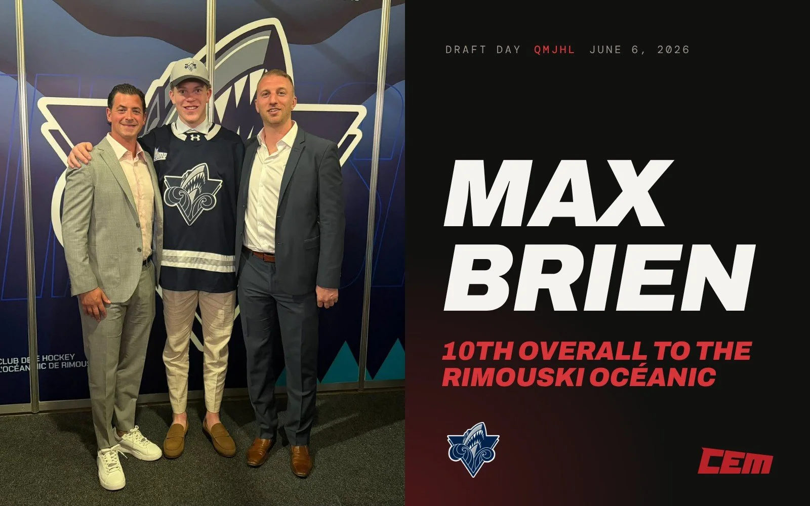 Max Brien Drafted 10th Overall by the Rimouski Océanic