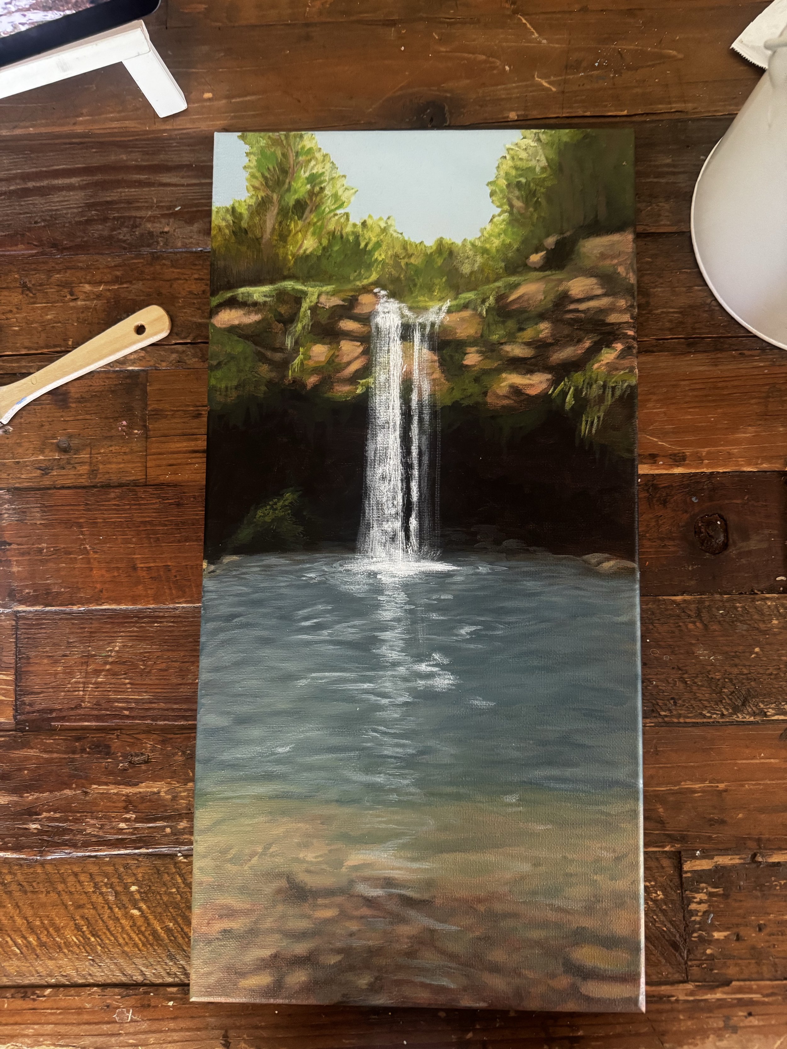 Painting in progress, Twin Falls Maui.