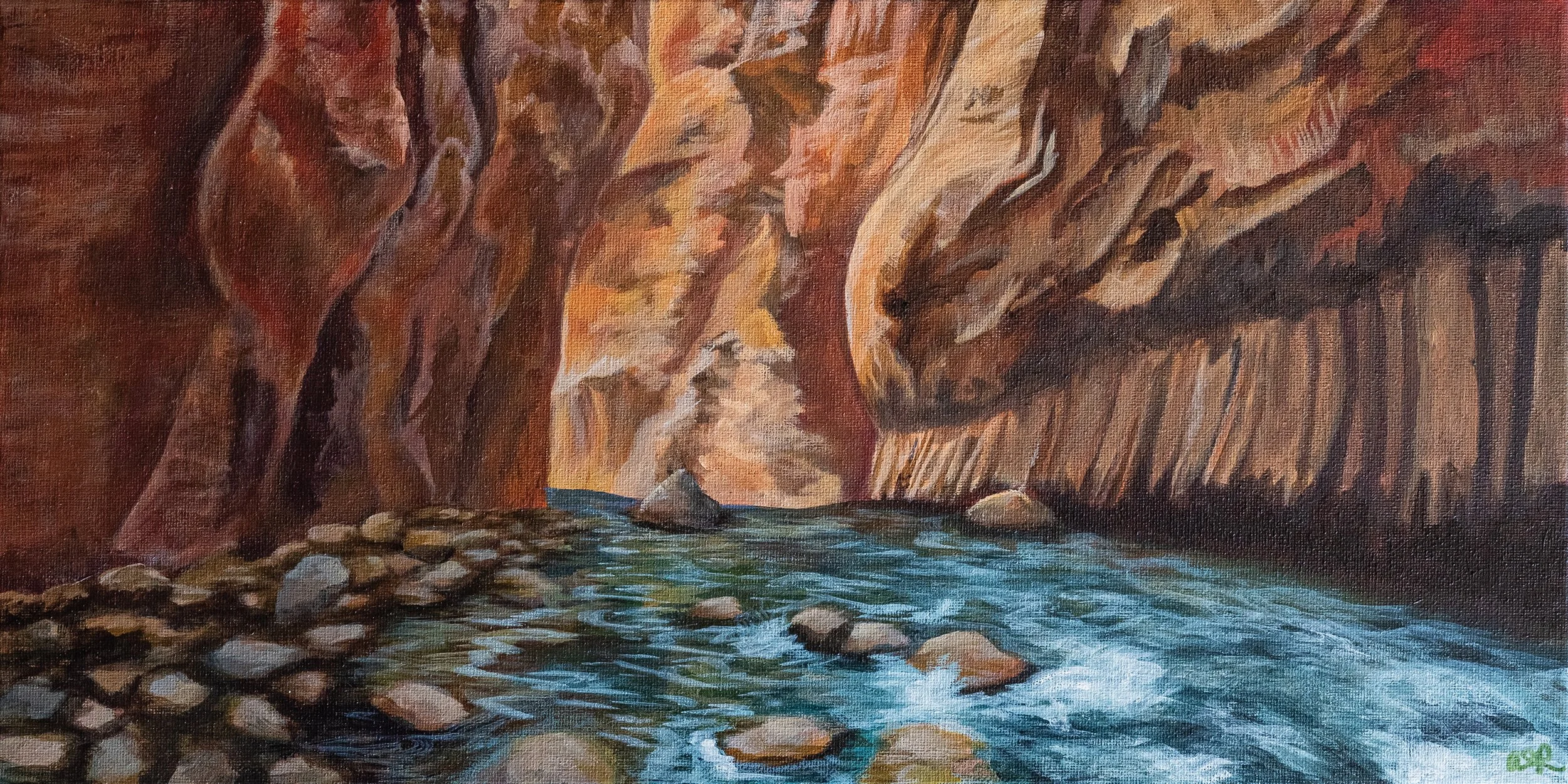 Original painting of The Narrows in Zion National Park.