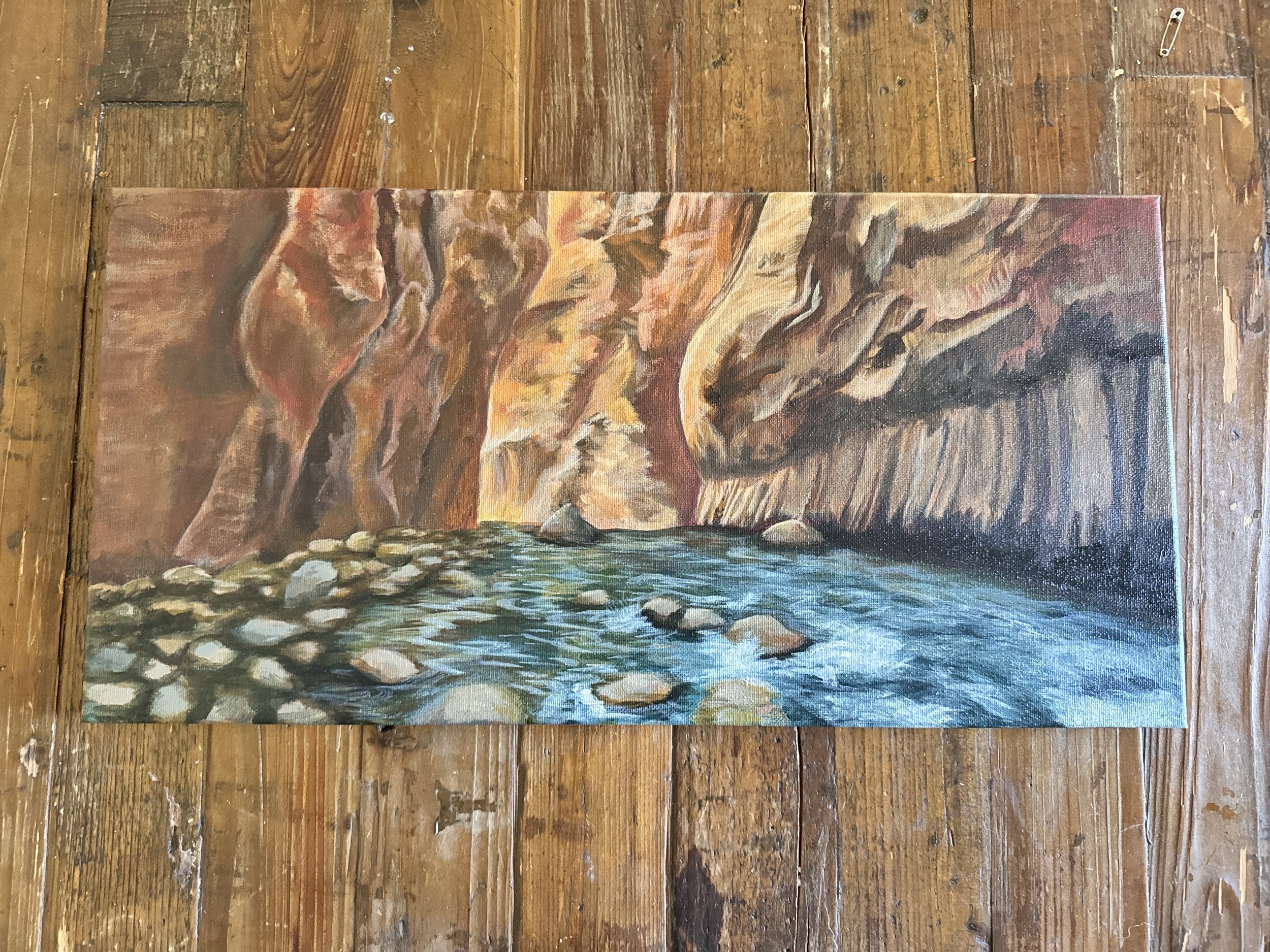 Original painting of the Narrows in Zion National Park.