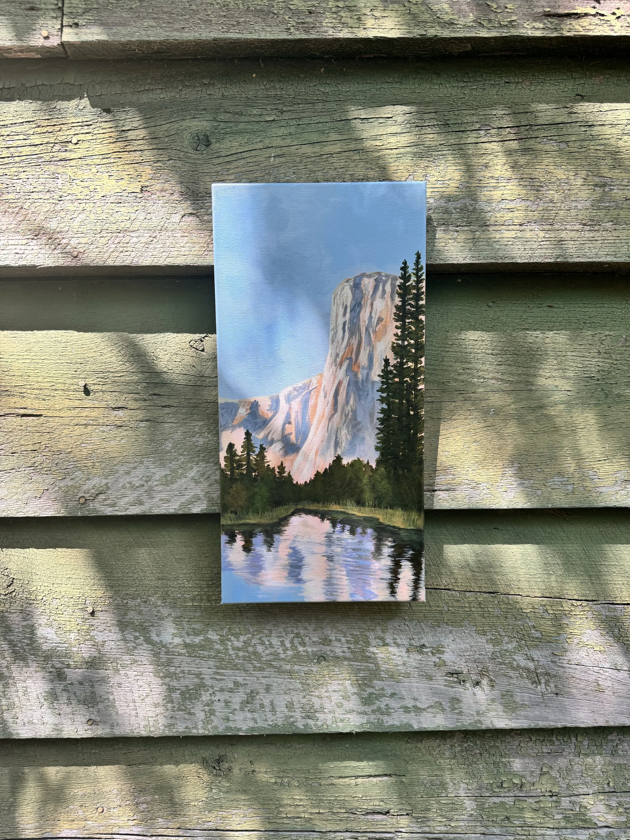 Yosemite painting, photographed on the side of our old green barn.