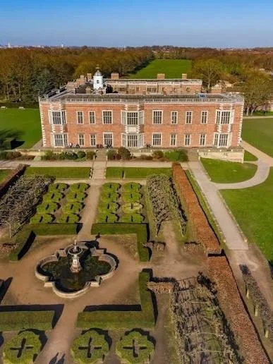 Formal gardens at Temple Newsam House, Leeds, seen from above