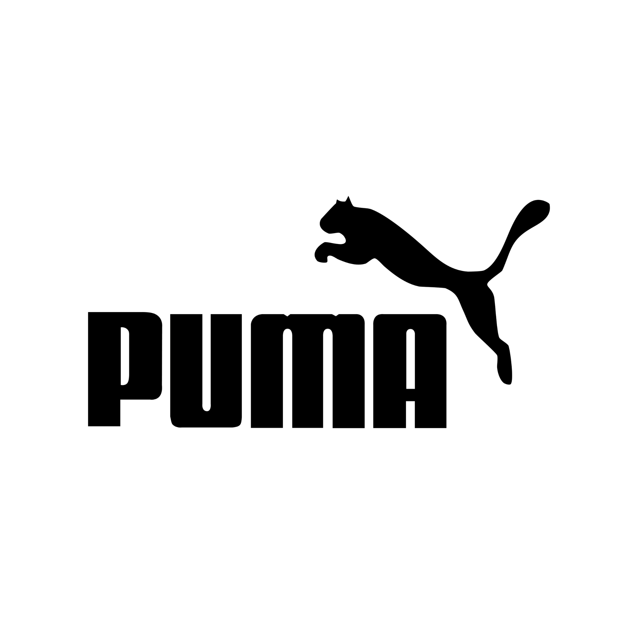 Silhouette of a puma leaping over a cast shadow with the word 'Puma' beneath it. A brand 400 SEATS has worked with