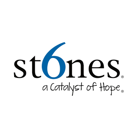 Logo of 6stones with the tagline "a catalyst of hope"