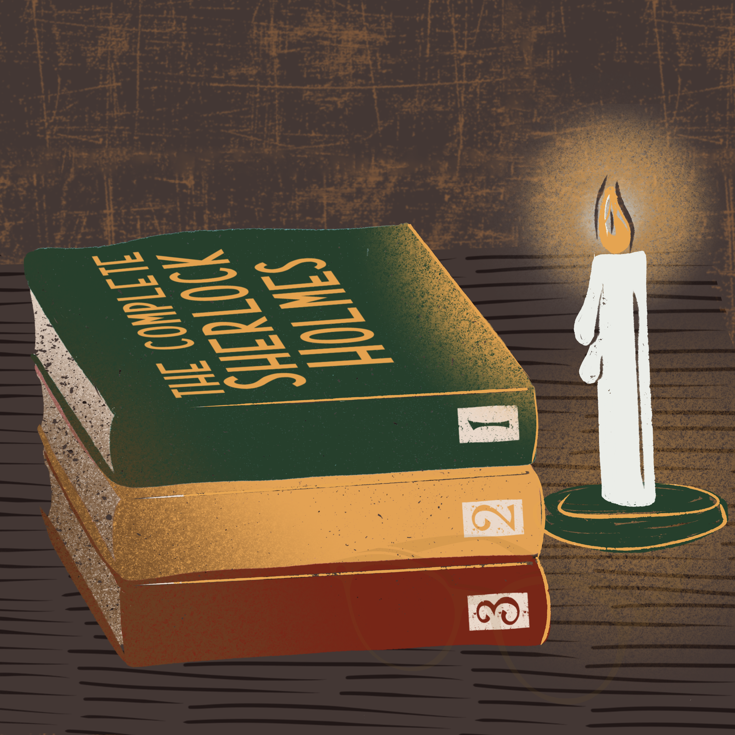 A close-up of an open book titled 'The Complete Book of Light' with a small candle that is lit, illuminating the surrounding area, on a wooden surface.
