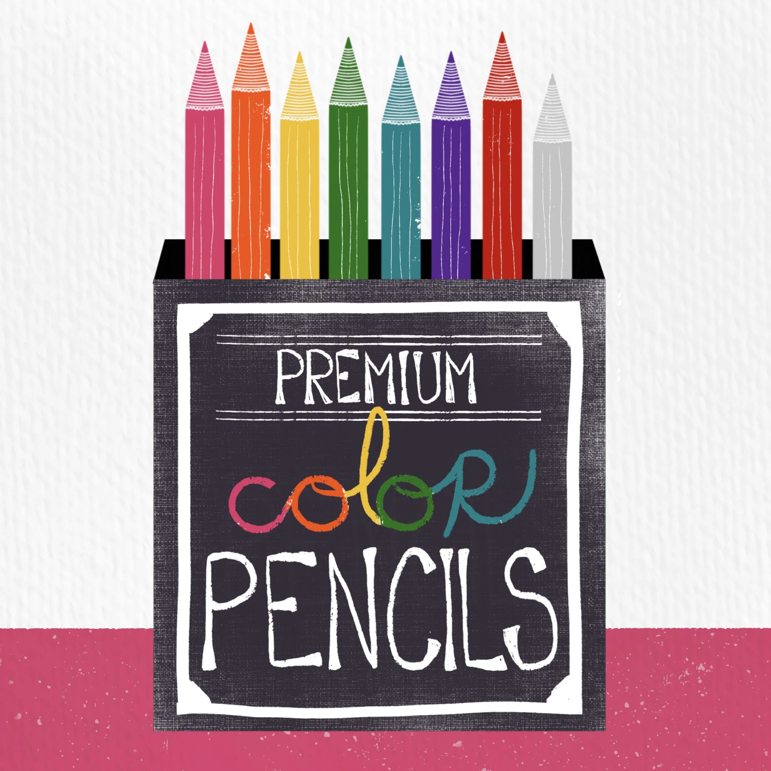 Colorful chalkboard sign with the words 'PREMIUM FREE MILK', 'encouragement', and 'enjoy' written on it, surrounded by a pink background with white splatters.