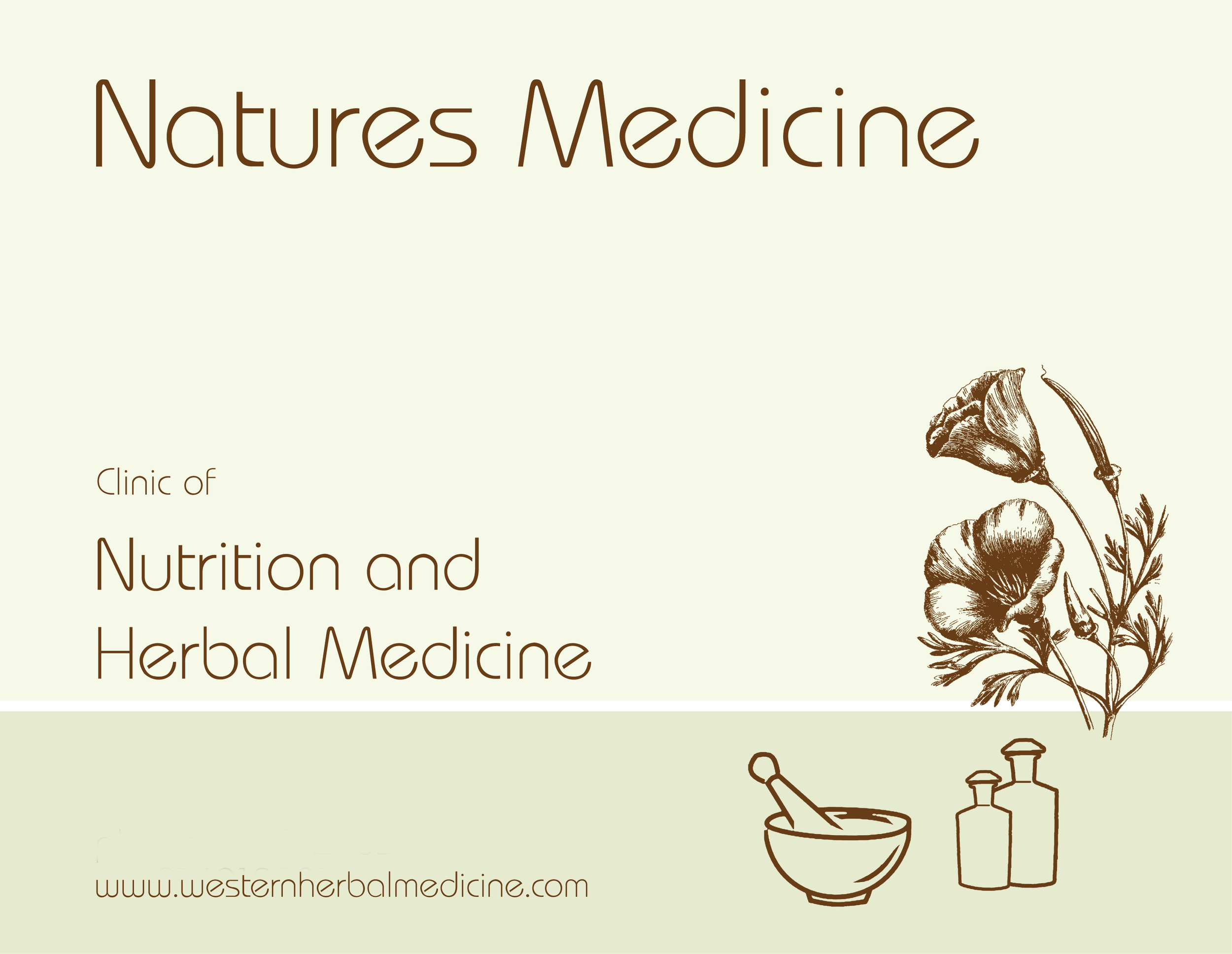 Text reads 'Natures Medicine'. A botanical illustration of herbs and plants. The website www.westernherbalmedicine.com is at the bottom.
