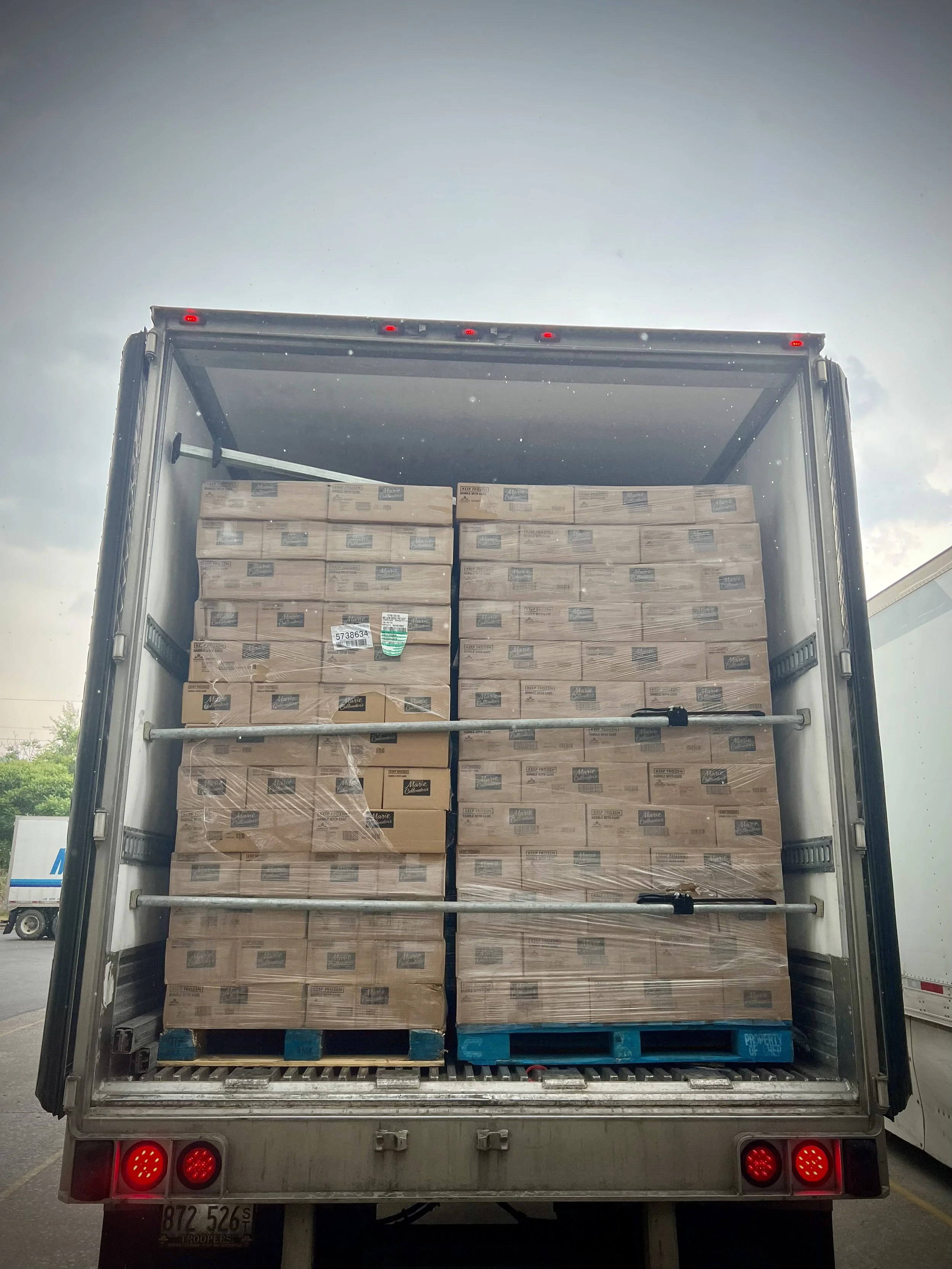 American Ground Lines refrigerated trailer loaded with fresh produce for temperature-controlled transportation.