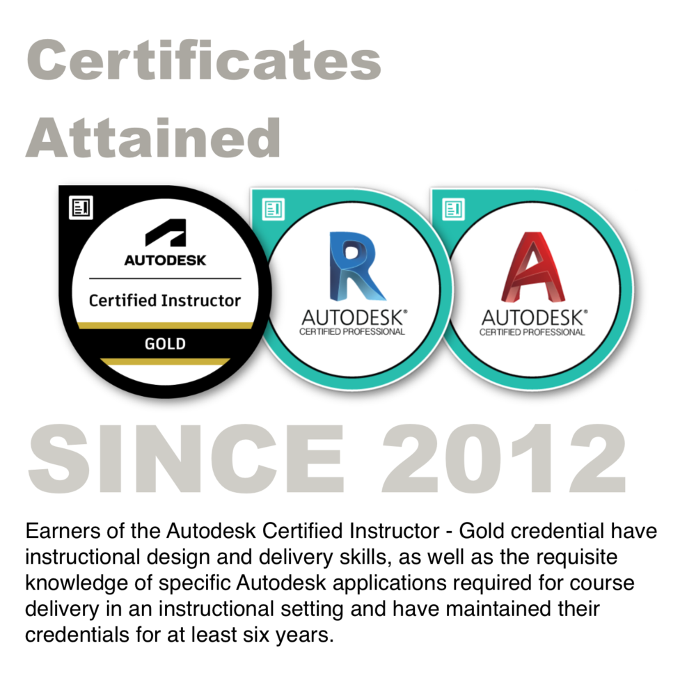 Autodesk Certified Trainer, Revit & AutoCAD Certified Professional