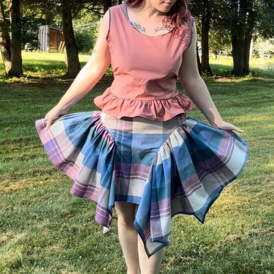 picnic plaid handkerchief skirt