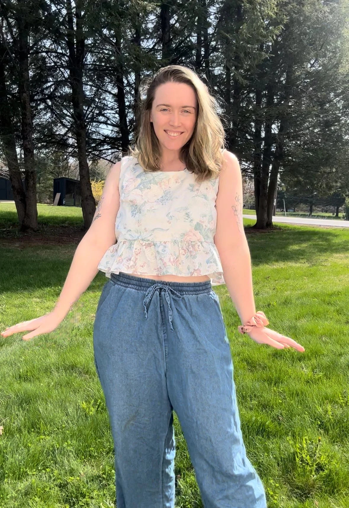 grandmacore side-tie crop top