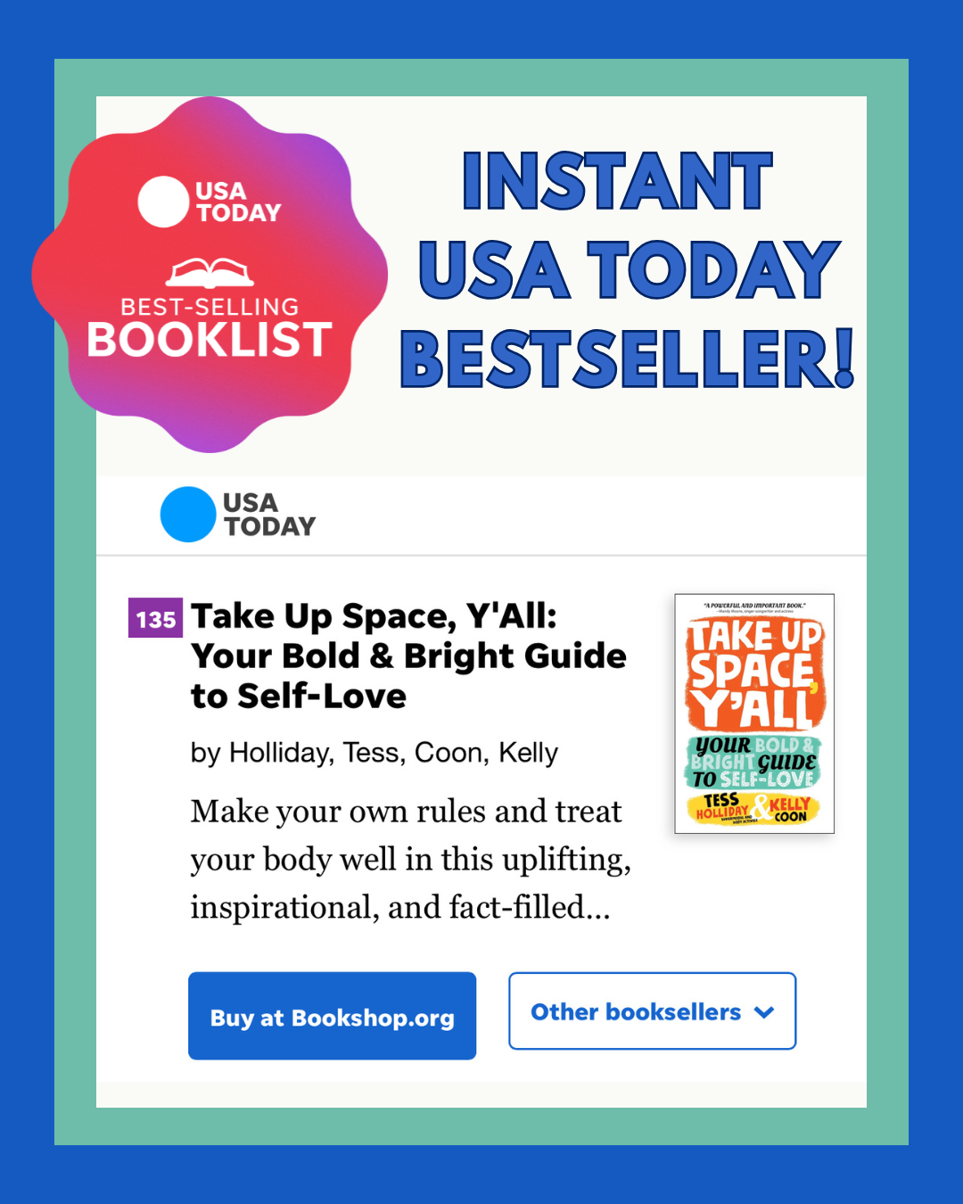 Take Up Space, Y'all is a USA Today Bestseller!