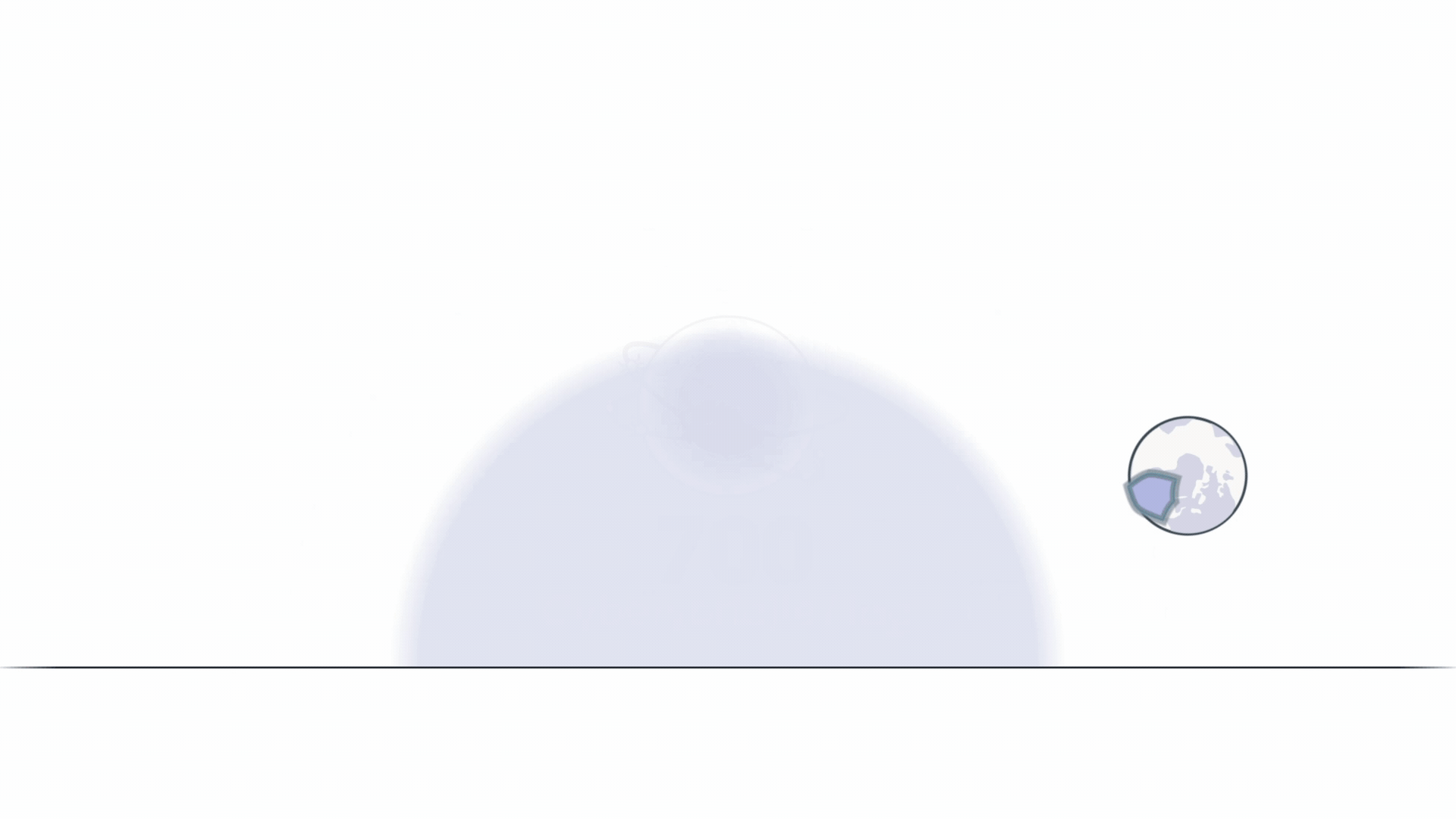 A cartoon illustration of the Earth with a satellite or space station orbiting nearby.