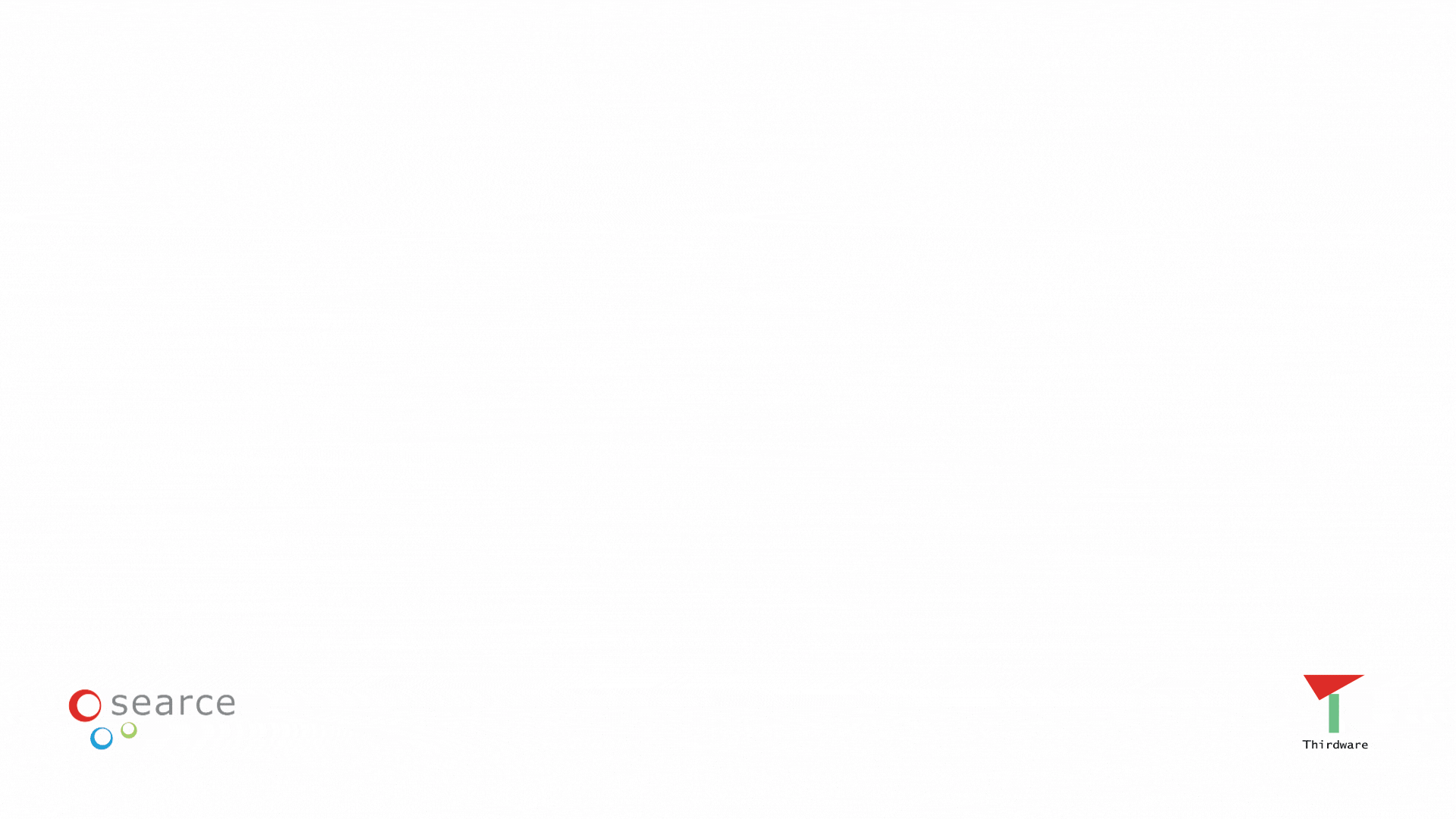 A blurred digital illustration showing the logos of search engines 'Searce' and 'Thirdware' on a white background.