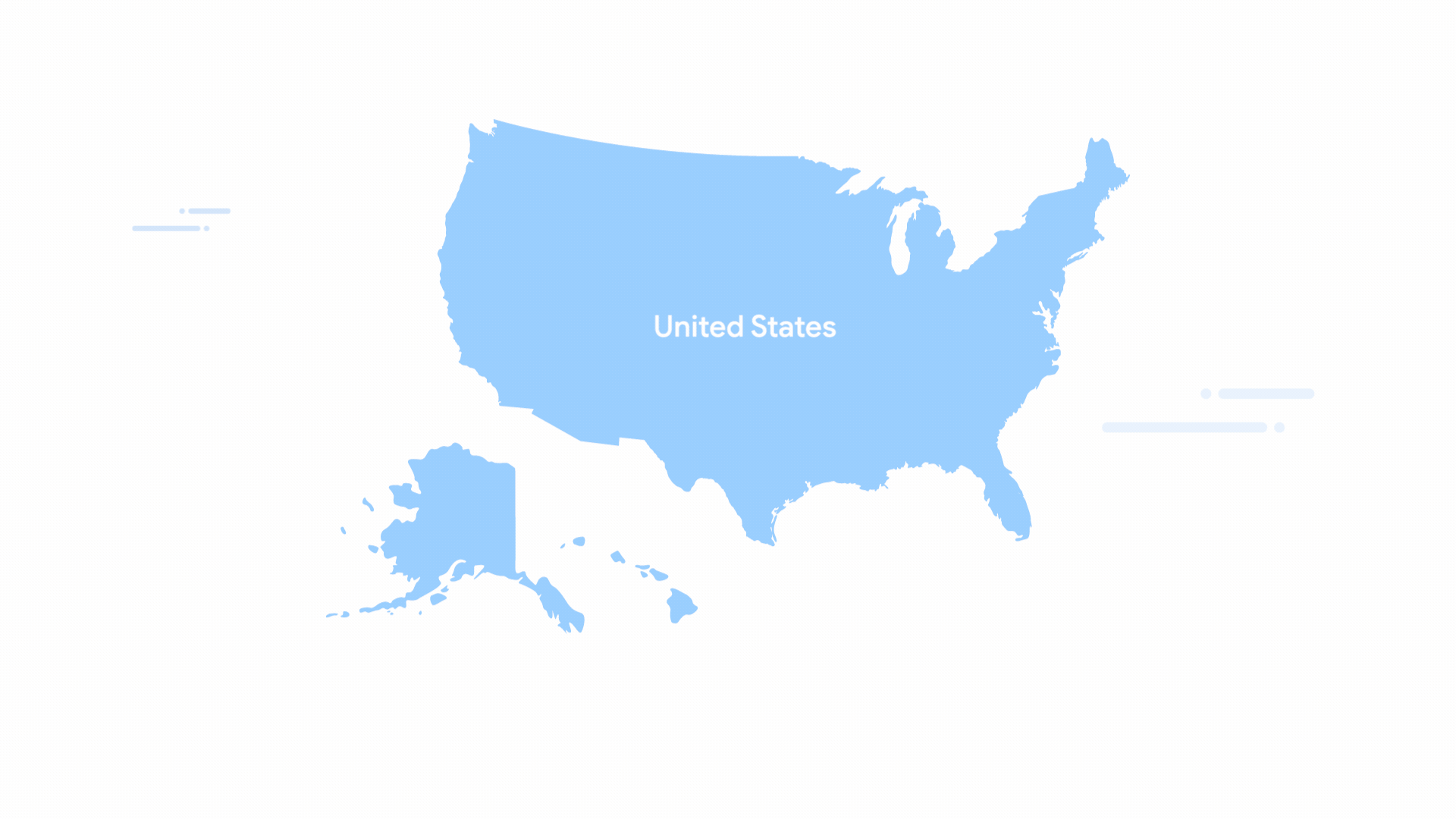 Map of the United States in light blue with white background