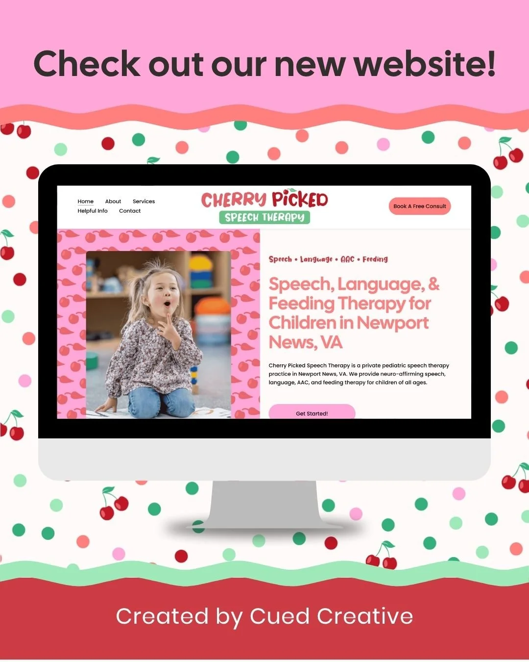 ✨ Our website just got a fresh new look! 🍒💻

We&rsquo;ve been busy creating a new online home for Cherry Picked Speech Therapy and it&rsquo;s LIVE! 🎉

Our redesigned website makes it easier to:
🍒 Learn about our speech, language, AAC &amp; feedin