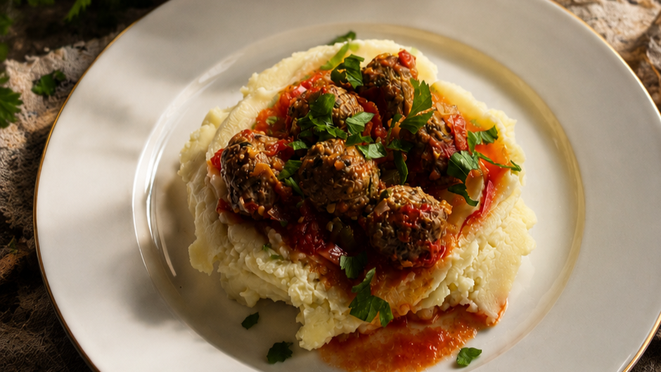 Domatesli Köfte mit Kartoffelpüree