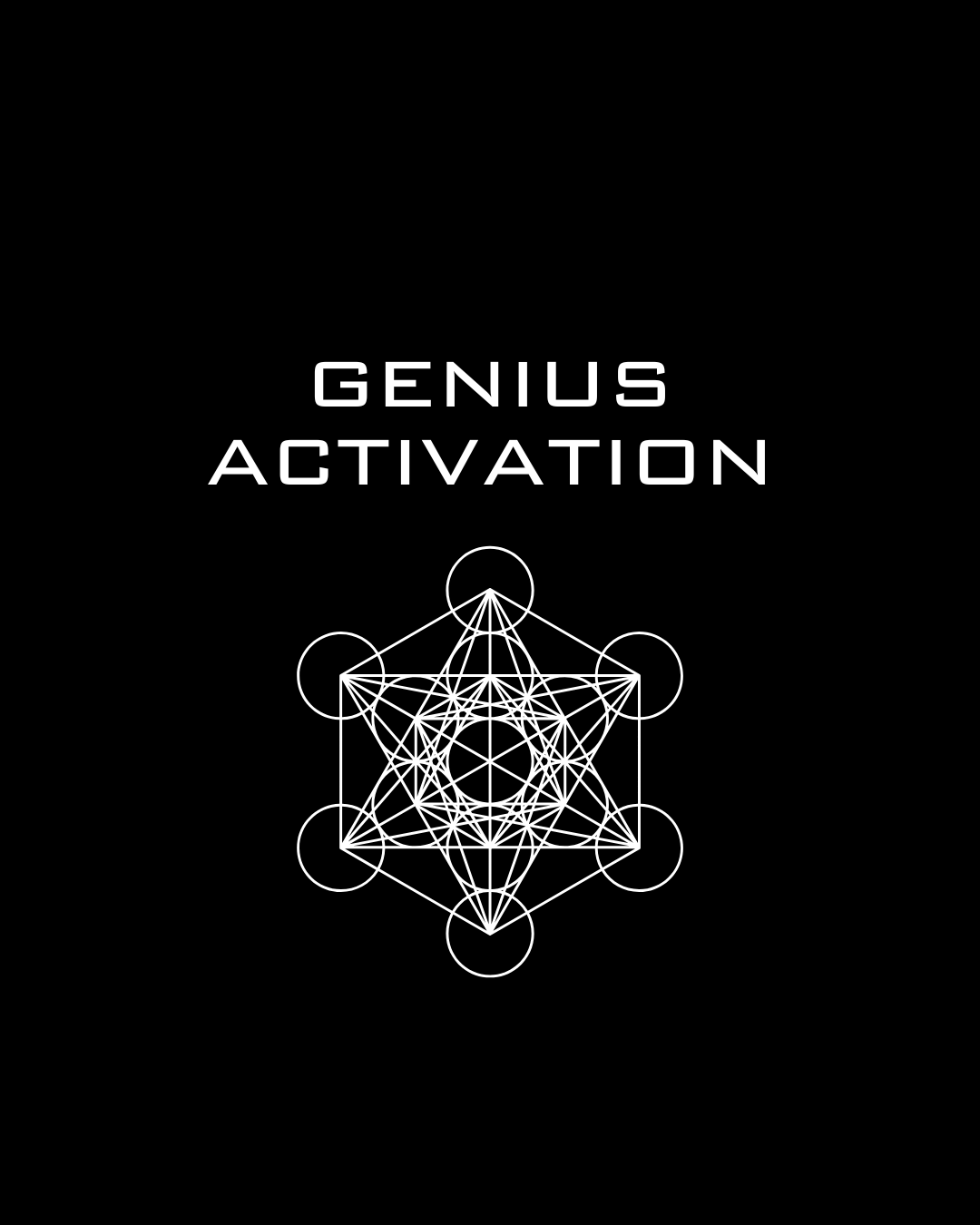Black background with white geometric design and the text 'Genius Activation'.