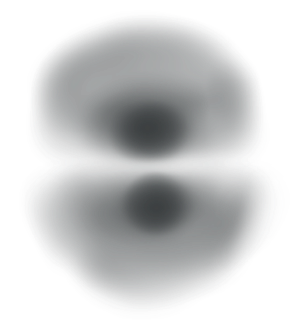 Close-up of a black compact mirror with a rounded shape