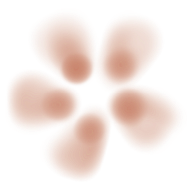 Six peach-colored flower petals arranged in a circular pattern on a red background.