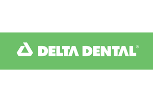 Delta Dental logo on a green background.