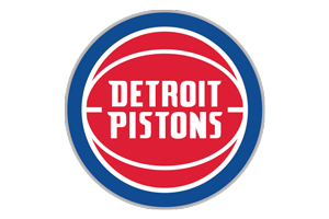 Detroit Pistons logo with red, white, and blue colors.