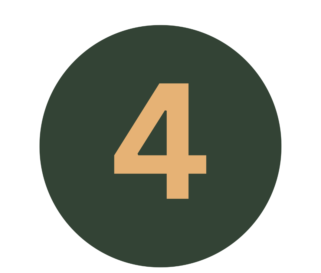 Number four on a dark green circular background.
