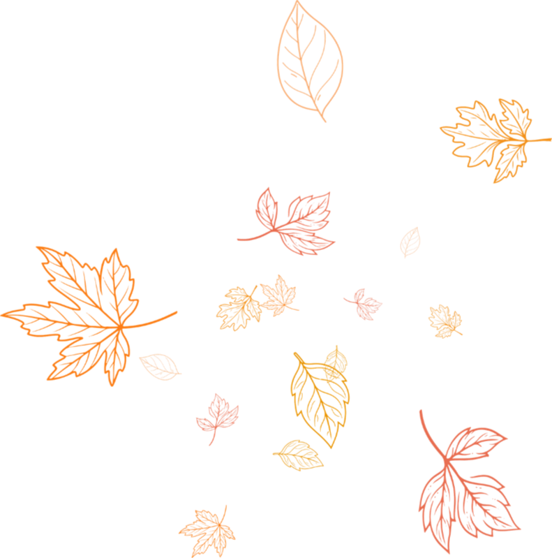 Falling autumn leaves in shades of orange, yellow, and pink on a black background.