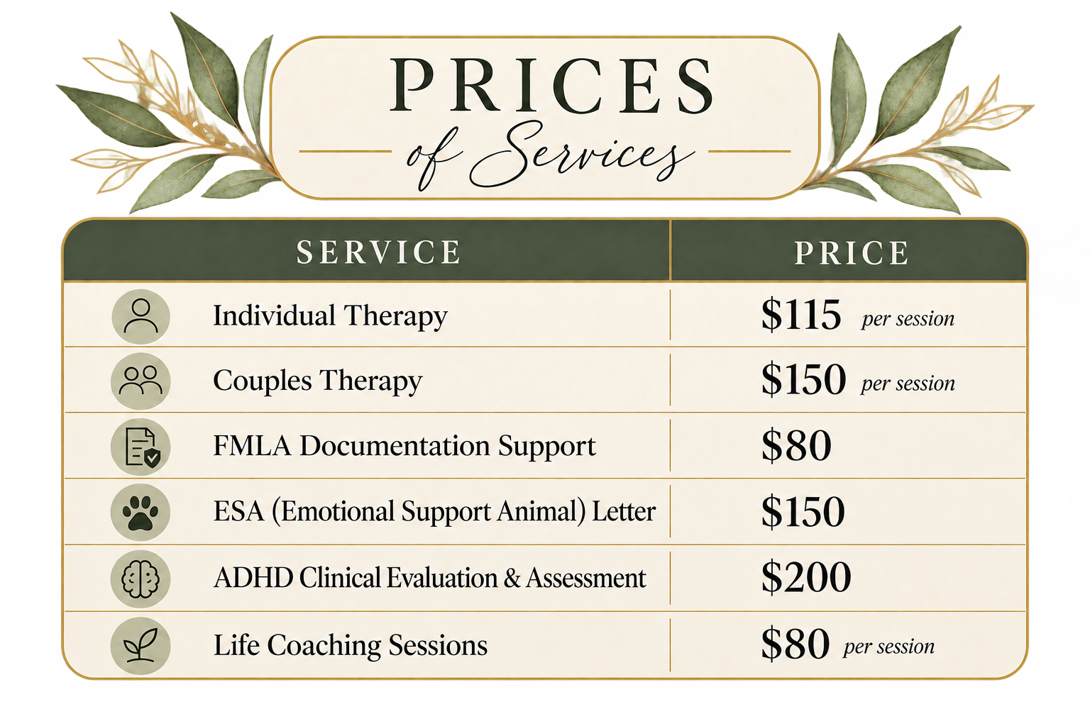 Affordable therapy services in Texas. Whispering Creek Therapy has a sliding scale with costs as low $65 per session. Affordable counseling provided for clients across Texas and in areas such as Sugar Land, Rosenberg, Richmond, and Katy, TX.